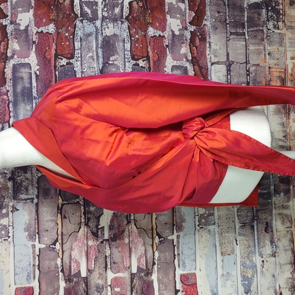 Betu Silk Shantung Cross-Over Wrap Shirt - Picture 4 of 7